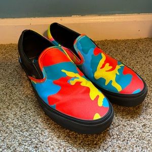 Neon Camo slip on Vans